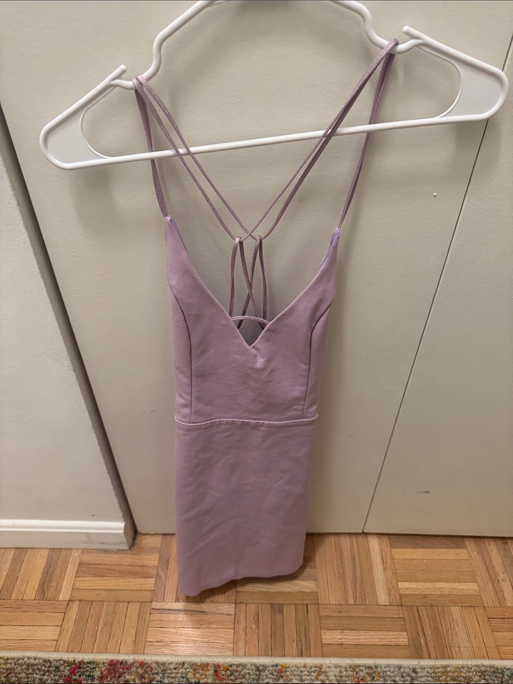 superdown Lavender Strappy V-Neck Mini Dress